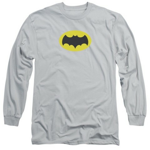 Batman Classic Tv-Chest Logo - Long Sleeve Adult 18-1 Tee - Silver&#44