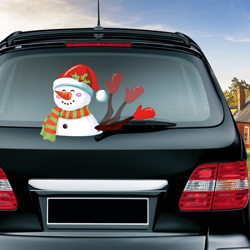 Snowman Waving Wiper Decals PVC Car Styling
