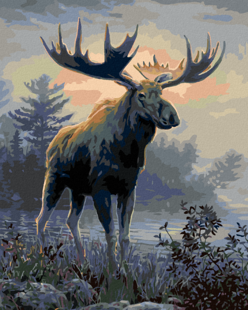 Zuty - Paint by Numbers - MOOSE BY THE POND (JOE HAUTMAN), 40x50 cm