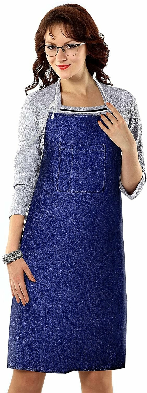 Denim Apron with Bib Pocket 28 X 36", Blue Denim Apron for Men and