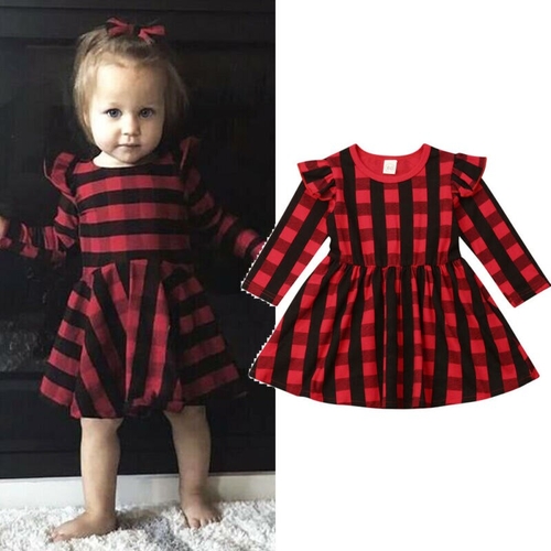 Pudcoco Autumn Kids Toddler Baby Girl Red Plaids