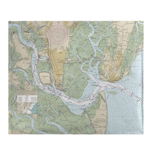 Betsy Drake BK11506 St Simons Sound, GA Nautical Map Fleece Throw