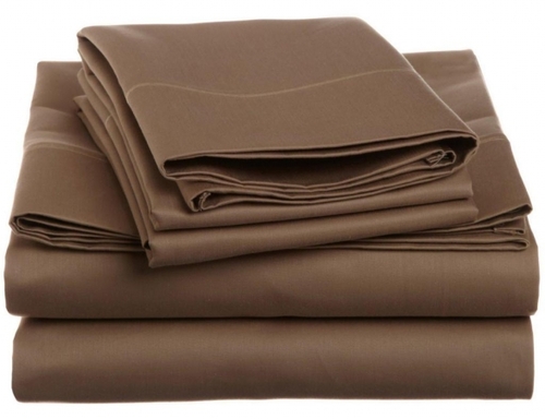 Cotton 1500 Thread Count Solid Sheet Set  Queen-Taupe