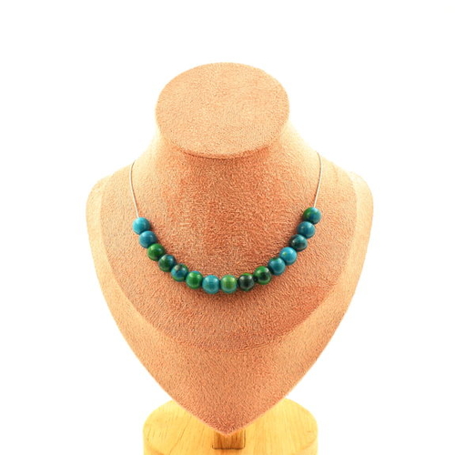 Tinted Chrysocolla 8 mm 15 beads necklace. 