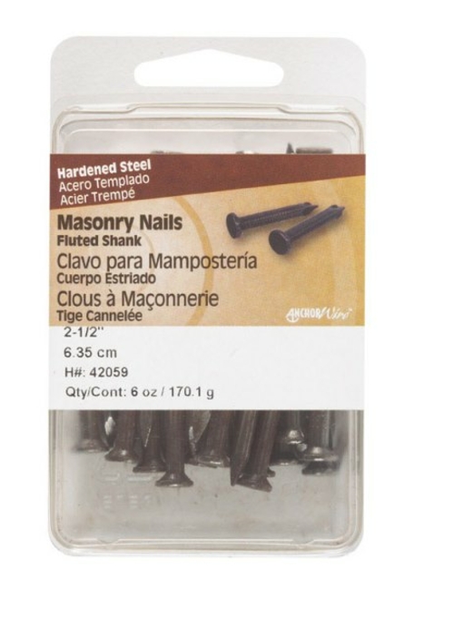 Hillman 42059 6 oz Masonry Fluted Steel Nails  2.5 in. - pack of 5
