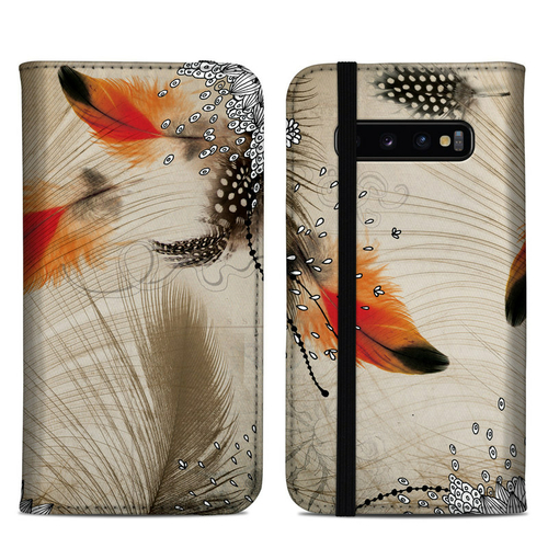 DecalGirl SGS10PFC-FTHRD Samsung Galaxy S10 Plus Folio Case - Feather 