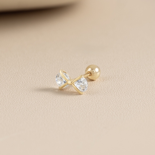 14K (58.5%) SOLID GOLD CUBIC BOW TIE PIERCING