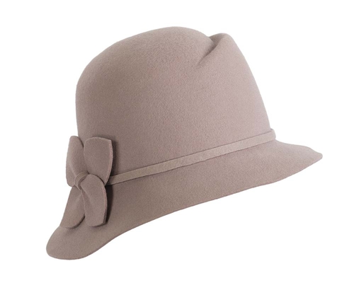 Wide brim ladies winter felt grey fashion hat