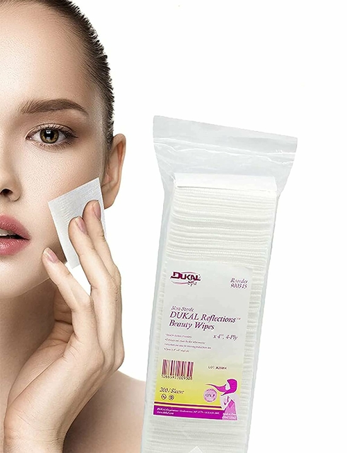 Dukal Beauty Wipes 4" x 4". Pack of 200 Absorbent Wipes for Esthetic