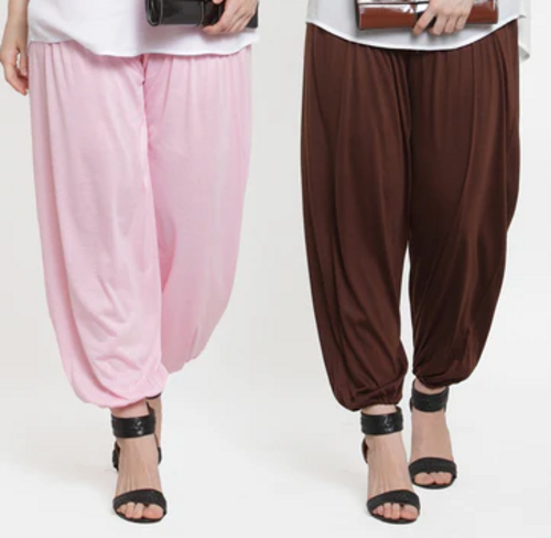 "Chic Comfort: Light Pink Brown Viscose Lycra Harem Pant"