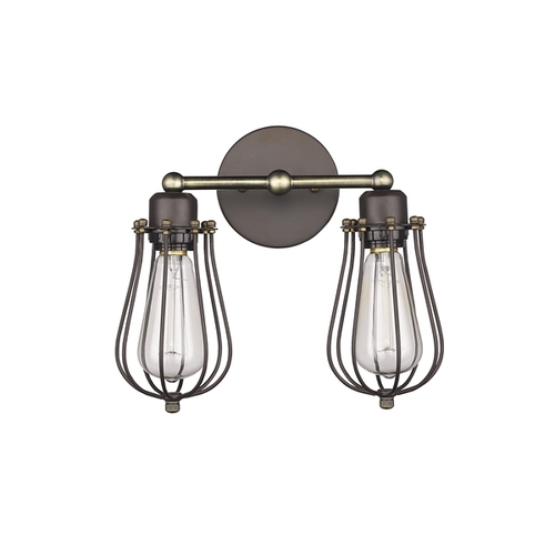 Chloe CH57044RB12-WS2 12 in. Lighting Ironclad Industrial-Style 2 Ligh