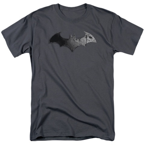 Trevco Arkham City-Bat Logo - Short Sleeve Adult 18-1 Tee - Charcoal- 