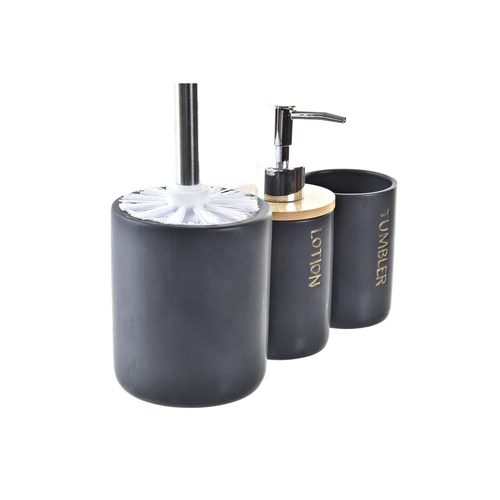 Bath Set DKD Home Decor Black Natural Bamboo Dolomite 10,2 x 10,2 x