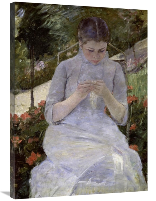 Global Gallery GCS-277008-36-142 36 in. Young Woman Sewing in the Gard