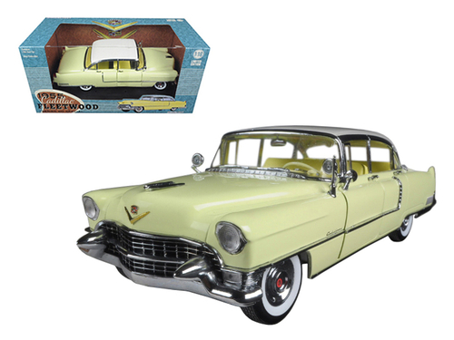 1955 Cadillac Fleetwood Series 60 Yellow with White Roof 1/18 Diecast