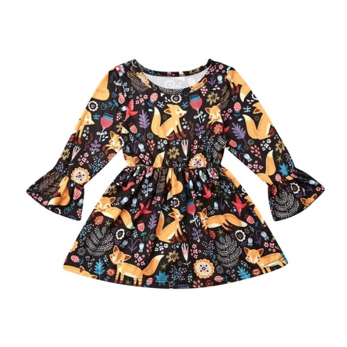 Pudcoco Autumn Fox Print Toddler Kids Baby Girl