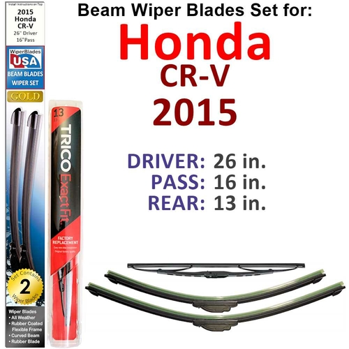 Spocket | Dropship | Beam Wiper Blades for 2015 Honda CR-V (Set of 3)