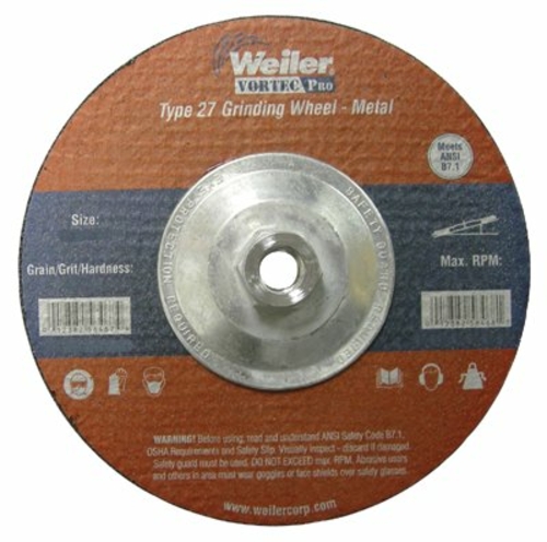 Weiler 804-56455 4-.50 in. X .25 in. Type 27 Grinding Wheel- A24N- .63