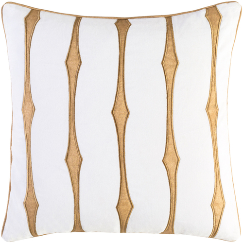 Surya GS002-2222D Graphic Stripe Throw Pillow - White, Tan & Wheat