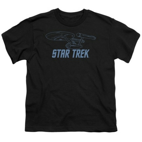 Trevco Star Trek-Enterprise Outline - Short Sleeve Youth 18-1 Tee - Bl