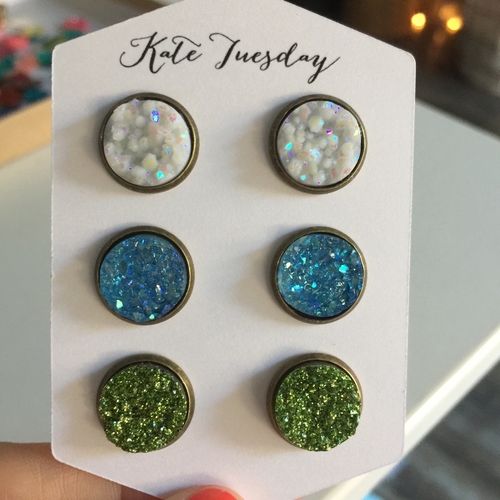 Bronze Babe Set of 12mm Druzy Earrings