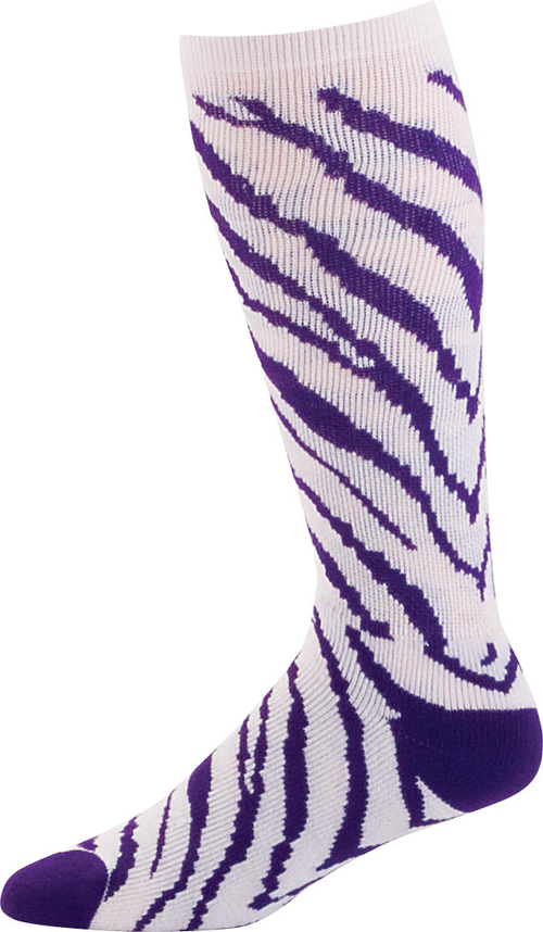 Pizzazz 8090AP -WHTPUR-L 8090AP Adult Animal Print Knee High Sock,