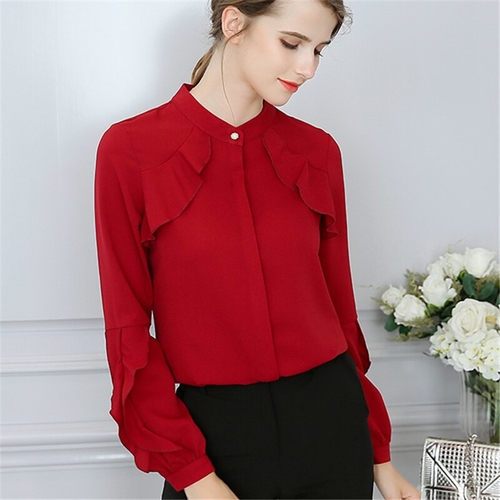 Korean Womens Long Sleeve Slim Tops And