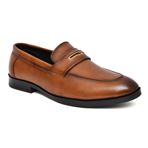 Main Men Brown Solid Leather Formal Slip-Ons (Size-UK-6) (Color-BROWN) image