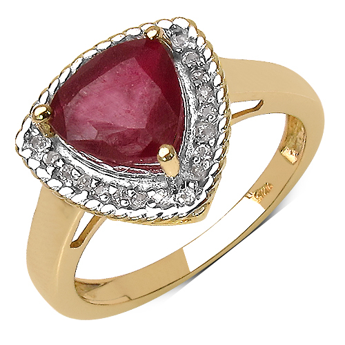 14K Yellow Gold Plated 4.03 Carat Genuine Ruby .925 Sterling Silver