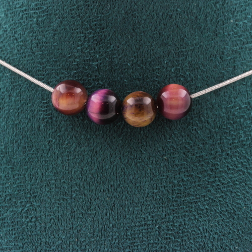 Two-tone Purple Tiger's Eye 8 mm 4 beads necklace.