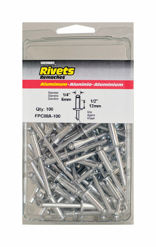 FPC FPC88A-100 0.25 x 0.5 in. Rivets Aluminum Long - 100 Pack