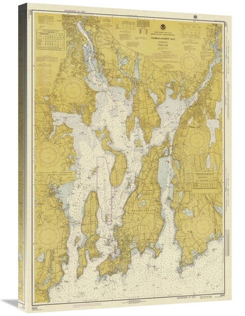 Global Gallery GCS-450539-30-142 30 in. Nautical Chart - Narragansett 