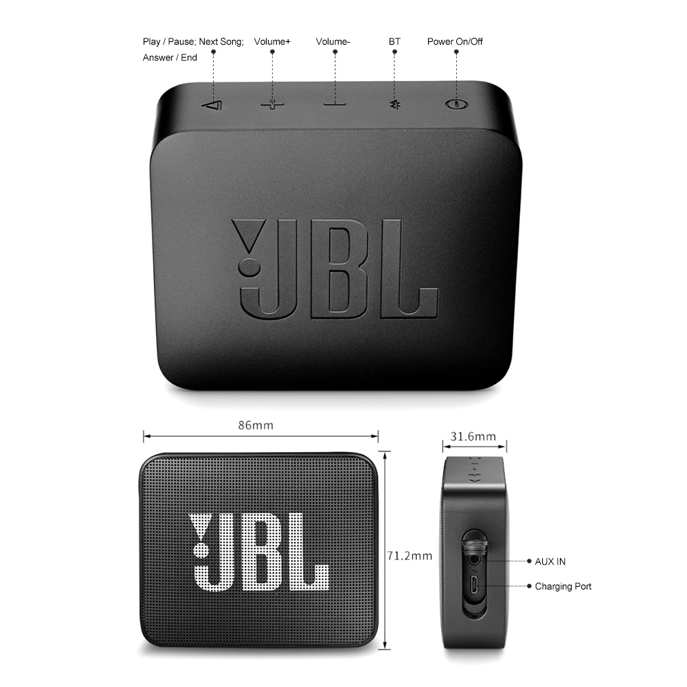 JBL GO 2 Bezprzewodowy głośnik Bluetooth IPX7 wodoodporny z mikrofonem - Zdjęcie 7 z 8