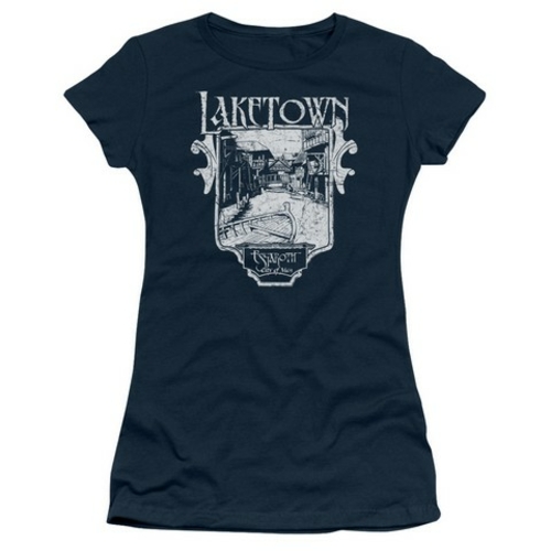 Trevco Hobbit-Laketown Simple Short Sleeve Junior Sheer Tee- Navy - Me