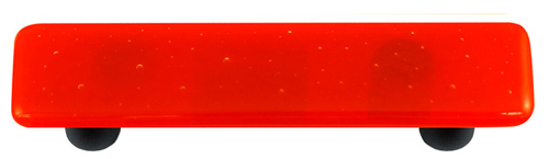 Hot Knobs HK1002-PB Tomato Red Rectangle Glass Cabinet Pull - Black Po