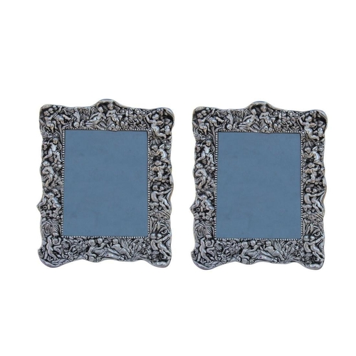 Photo Frame Pair with Intricate Carving in Metal