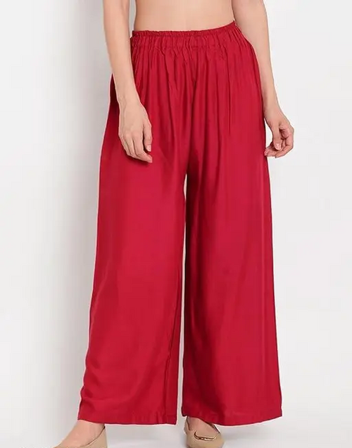 Women's and Girls Cotton Reyon Regular Fit Palazzo Color Red Size XXL