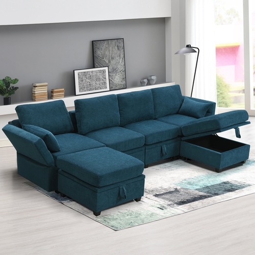 109*54.7" Chenille Modular Sectional Sofa,U Shaped Couch with
