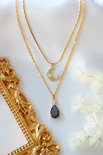 18-Karat Gold Plated Layered Moon Necklace