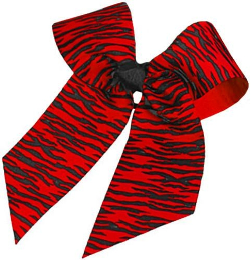 HB150AP Animal Print Hair Bow, Red with Black Zebra - One Size