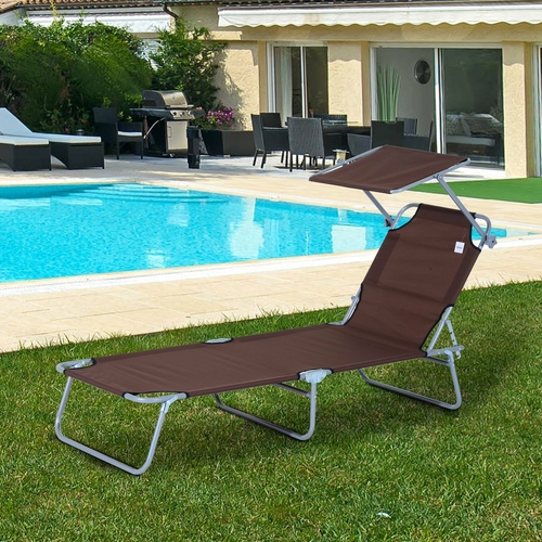 Outsunny Reclining Chair Folding Lounger Garden Outdoor Adjustable w/