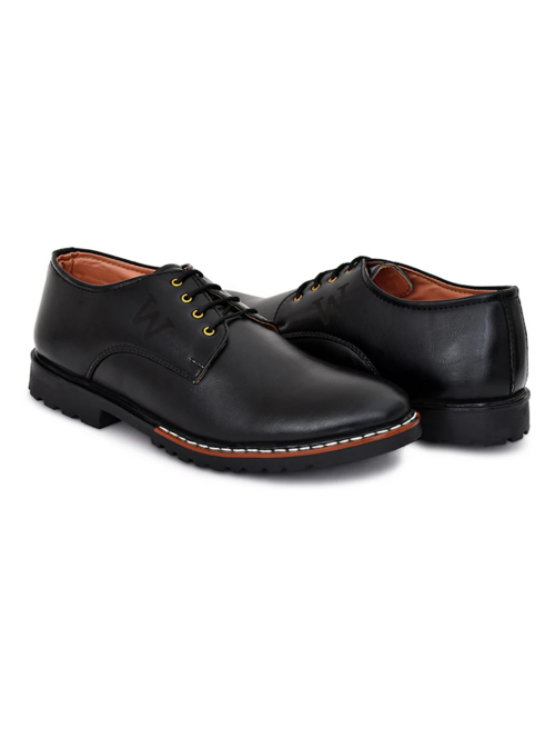 Men Black Lace-Up Derby(Size10)(Colorblack)