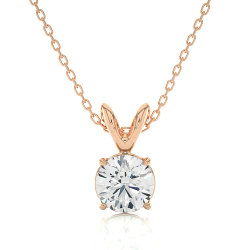 Rose Gold Moissanite Round Shape Pendant – OF0002