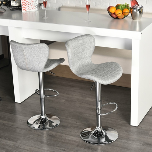 HOMCOM Set of 2 Bar Height Adjustable Stools Dining Chair with