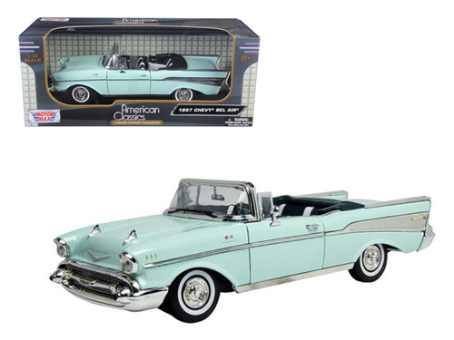 1957 Chevrolet Bel Air Convertible Green 1/18 Diecast Model Car by