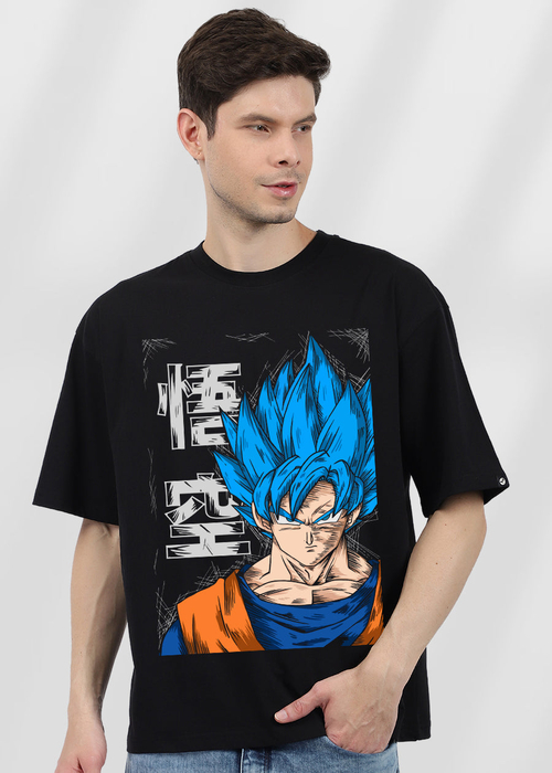 Fighter Goku Men Oversized Printed T-Shirt