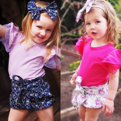 Solid Newborn Toddler Baby Girls Bodysuit Outfits