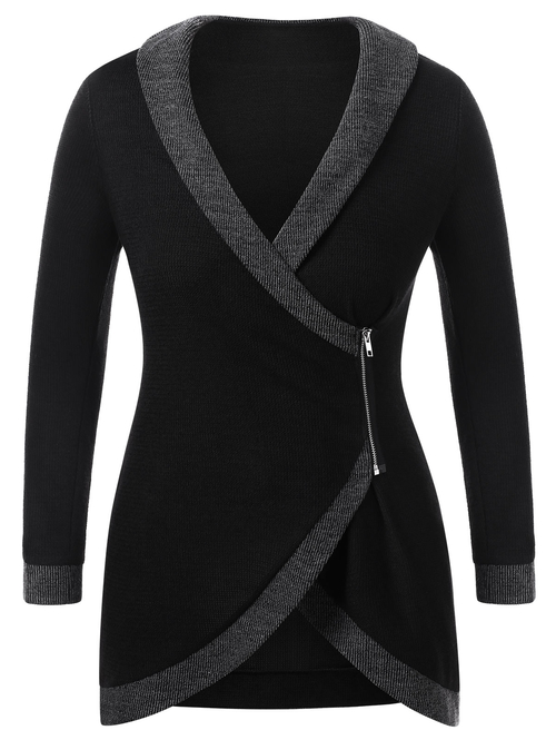  Women Plus Size 5XL Shawl Collar Contrast