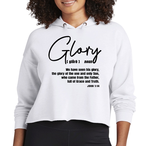Womens Cropped Hoodie Glory - Christian Inspiration - Black
