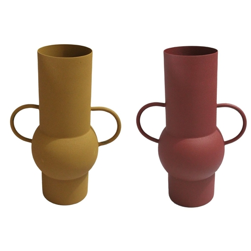 Vase DKD Home Decor 24 x 15 x 34 cm Terracotta Aluminium Mustard (2